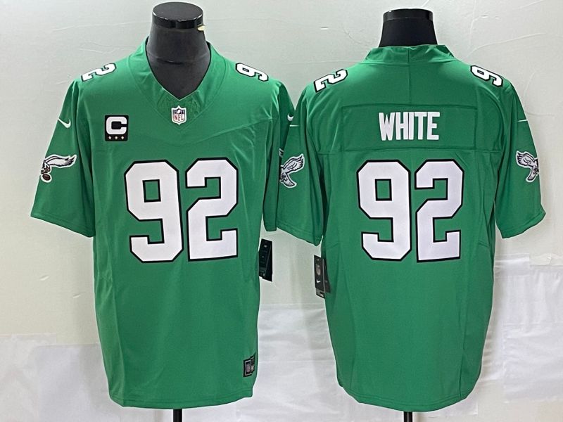 Men Philadelphia Eagles #92 White Green Nike Throwback Vapor Limited NFL Jerseys